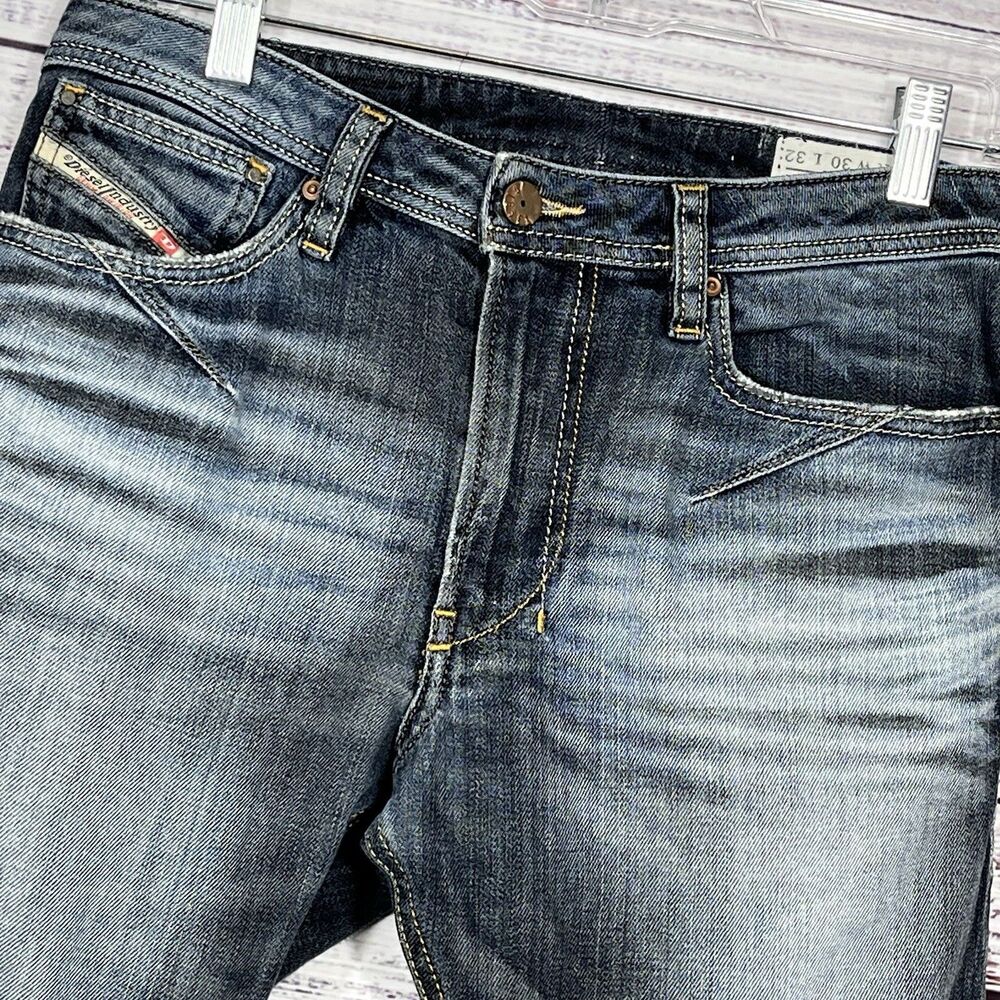Diesel Slim-Skinny Blue Medium Wash Stretch Denim Jeans-Men's-Shioner-30W-32L